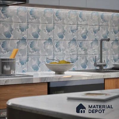 Floral Wall Tile TL 07244 B Florina 1006 1 ft x 1 ft Ceramic Glossy Finish - 9 mm  | 2 mm Spacer is Mandatory | Please Expect a Slight Variation of Pattern (Sample)